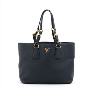 Prada Vitello Daino leather tote bag navy blue